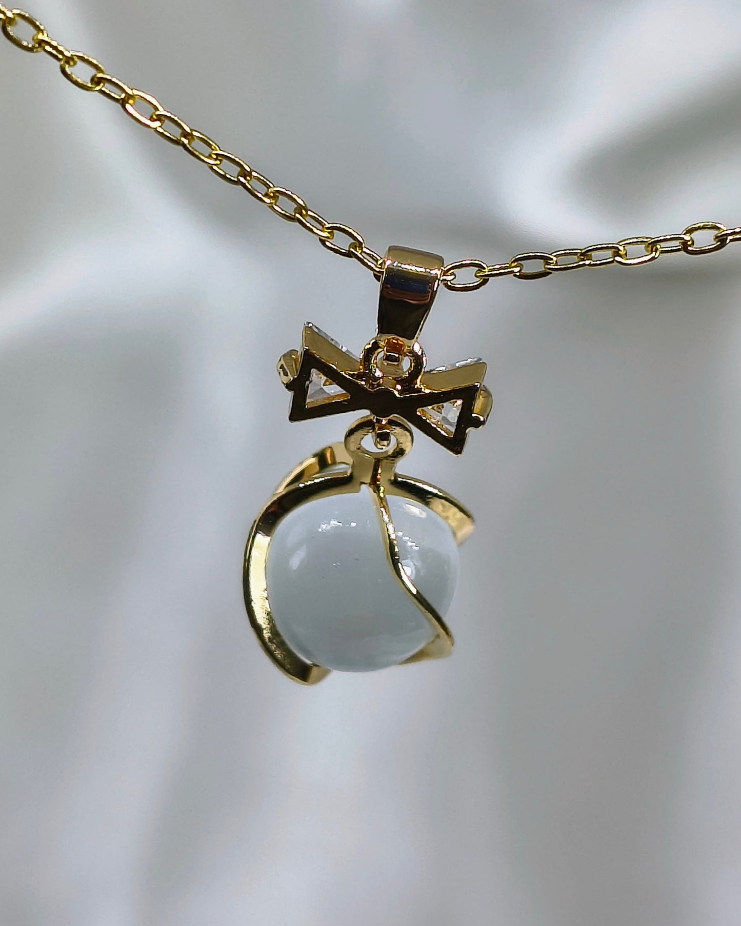 Moonstone Bow Pendant necklace