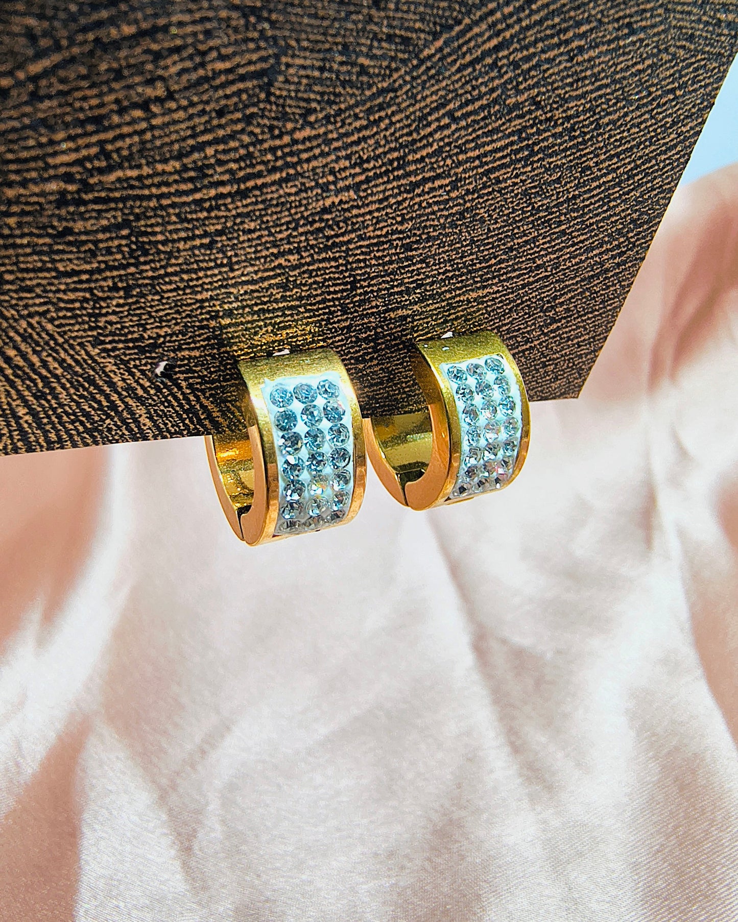 Crystal huggie mini huggie hoop earrings