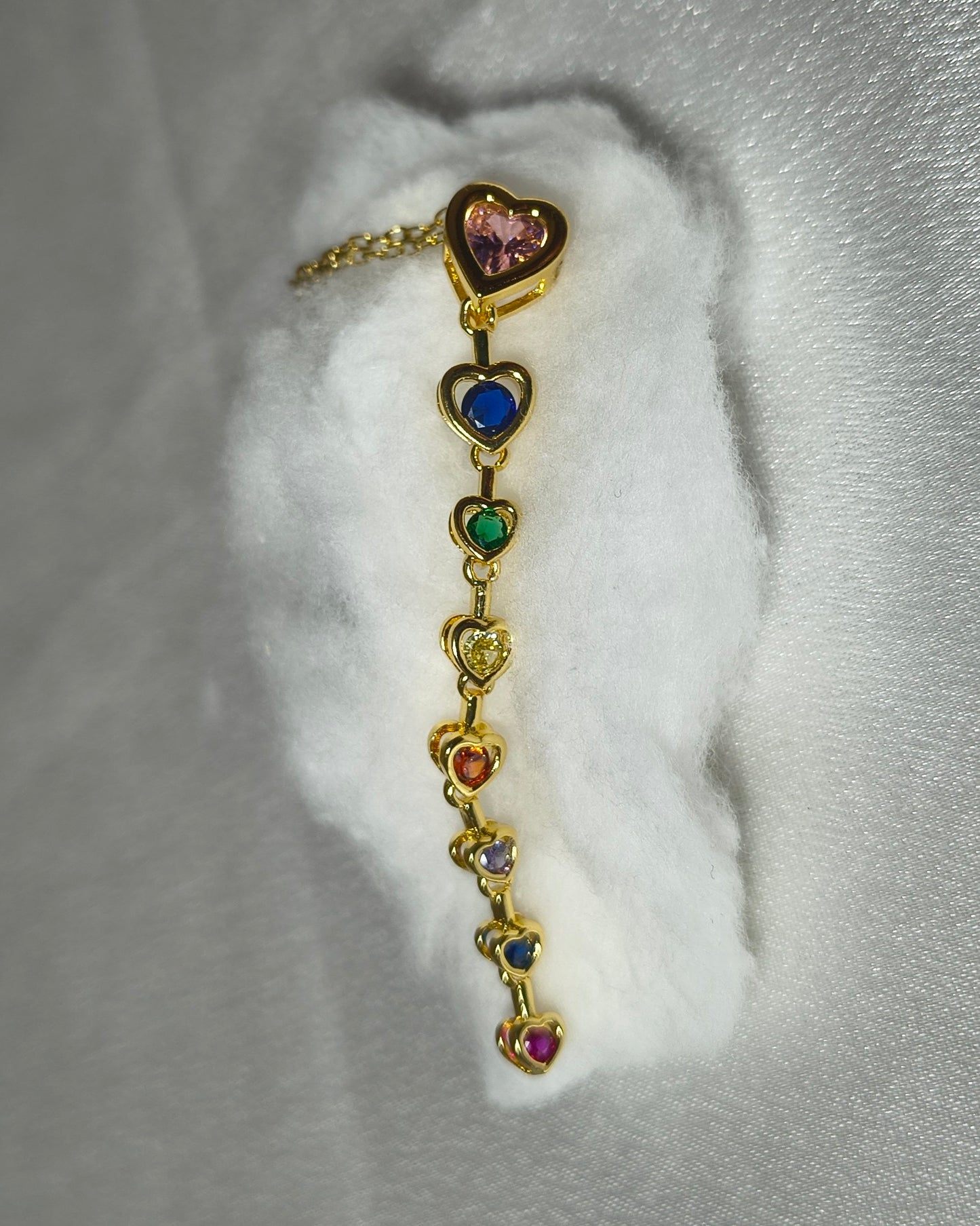 Multi colored heart drop crystal necklace