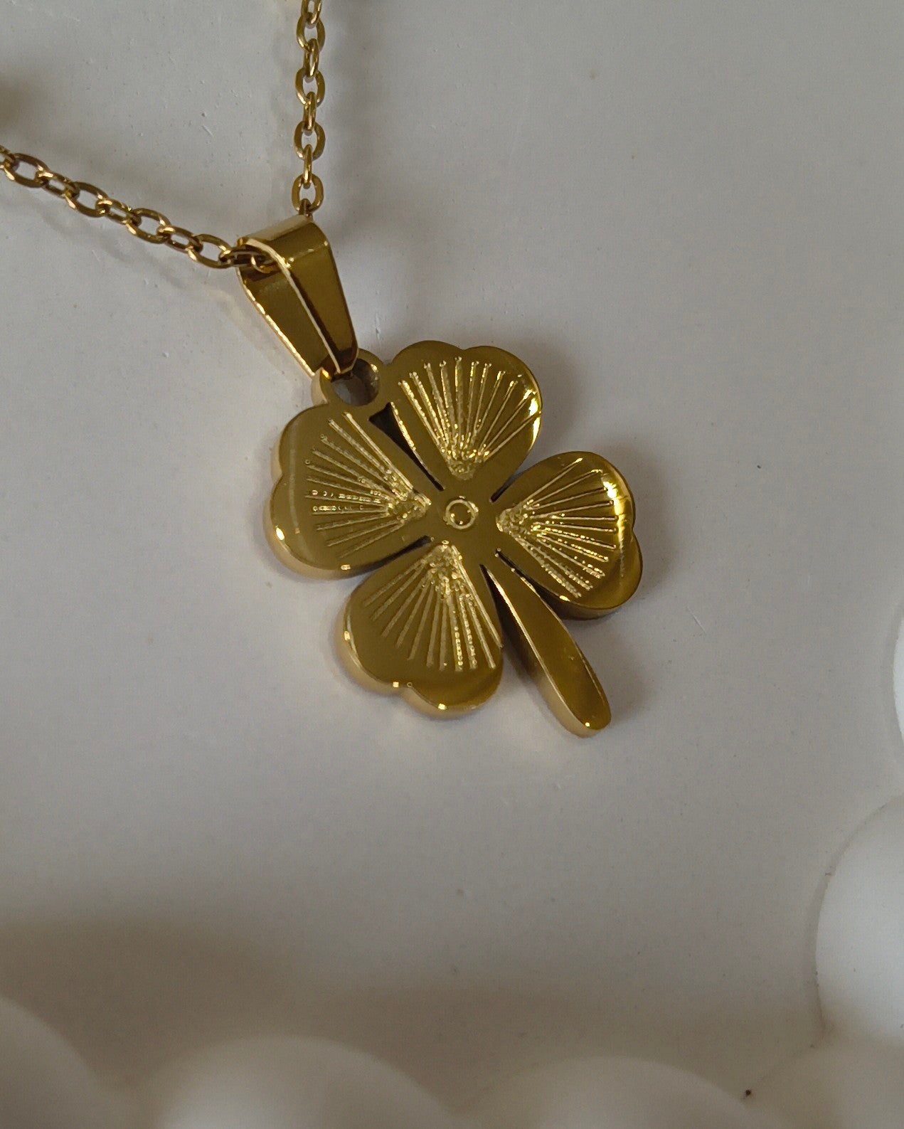 Four leaf Clover pendant necklace (with beaded chain)