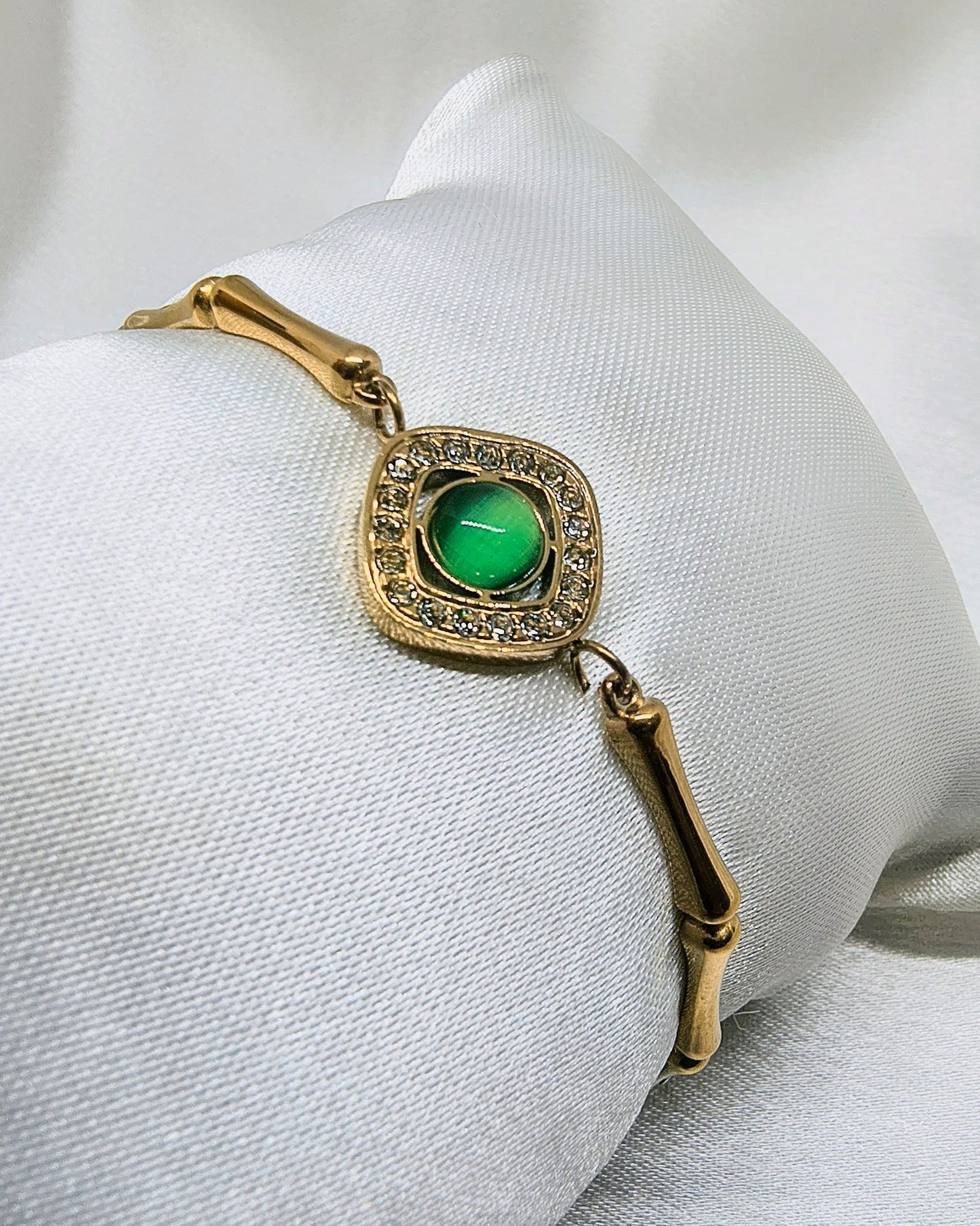 Crystal halo bamboo bracelet