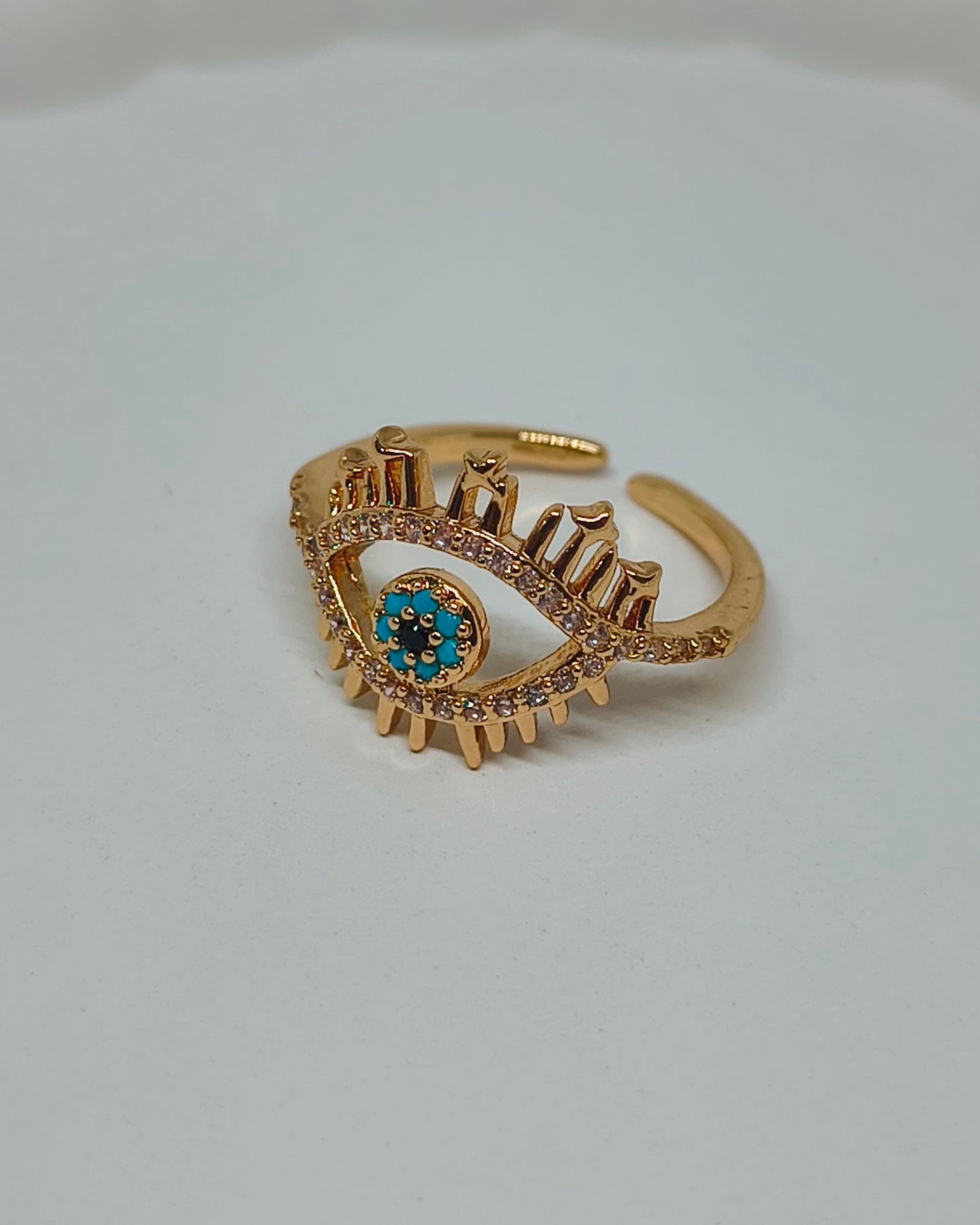 Evil eye aura adjustable ring
