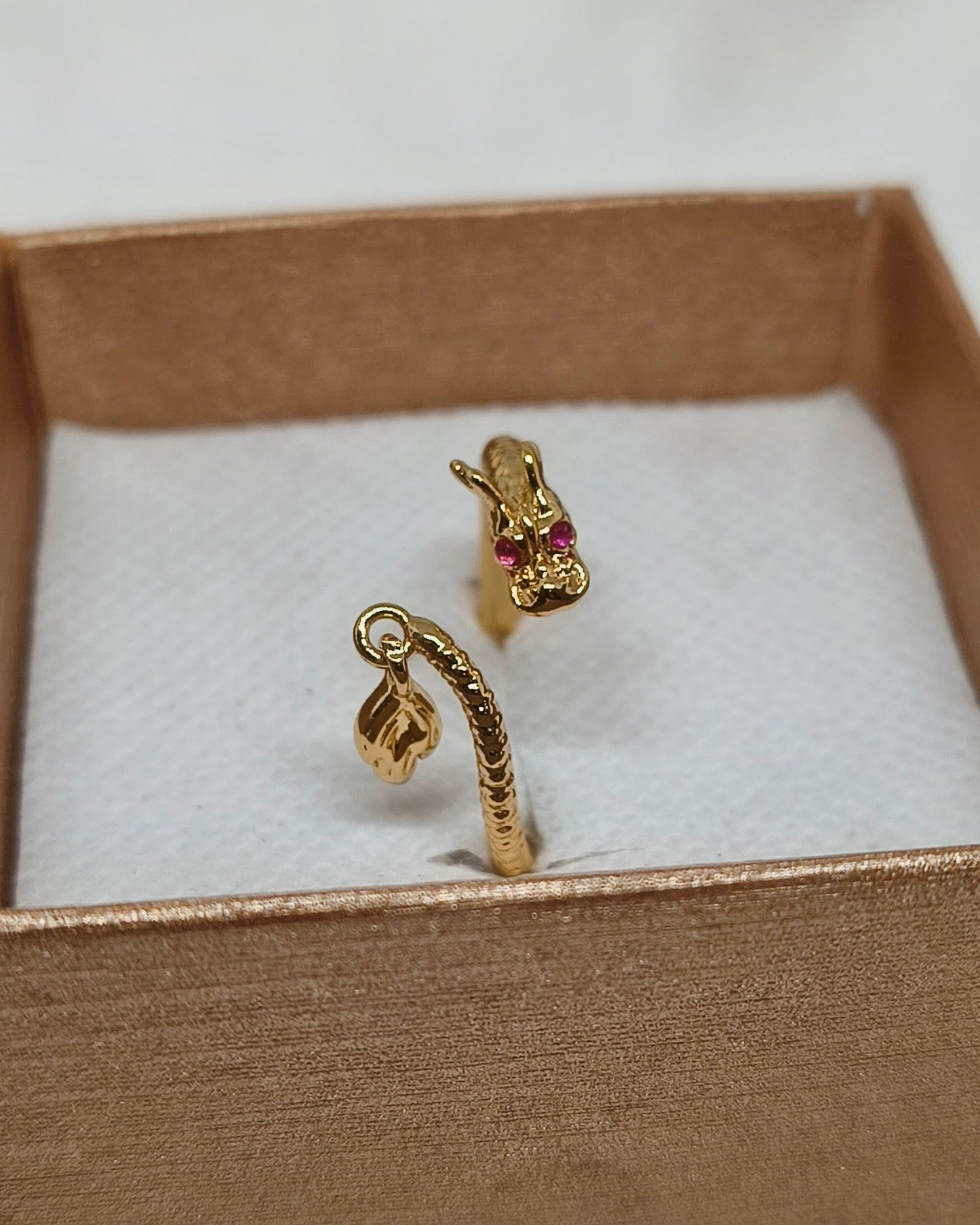 Lucky ruby dragon adjustable ring