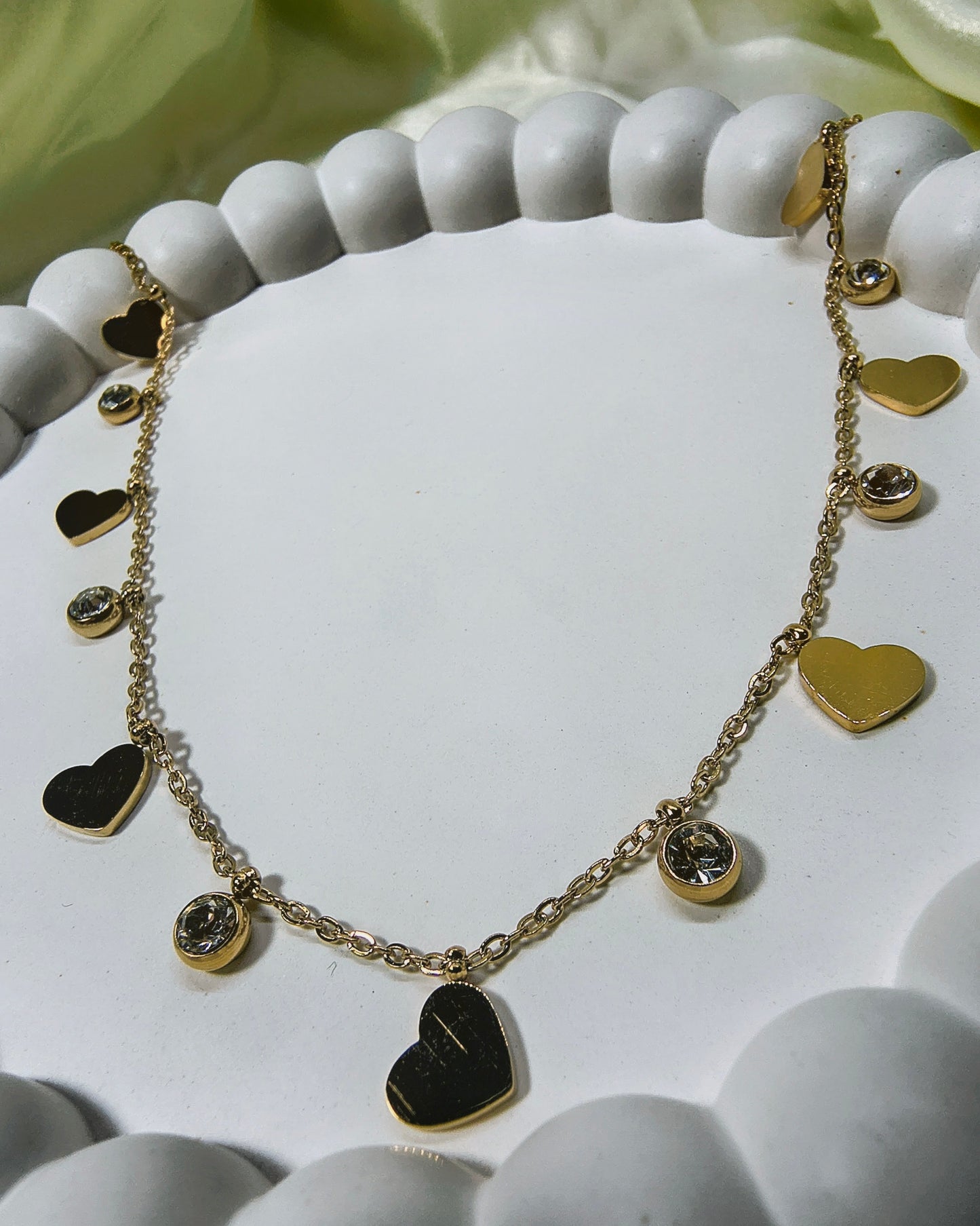 Heart & Crystal Dangle charm Necklace
