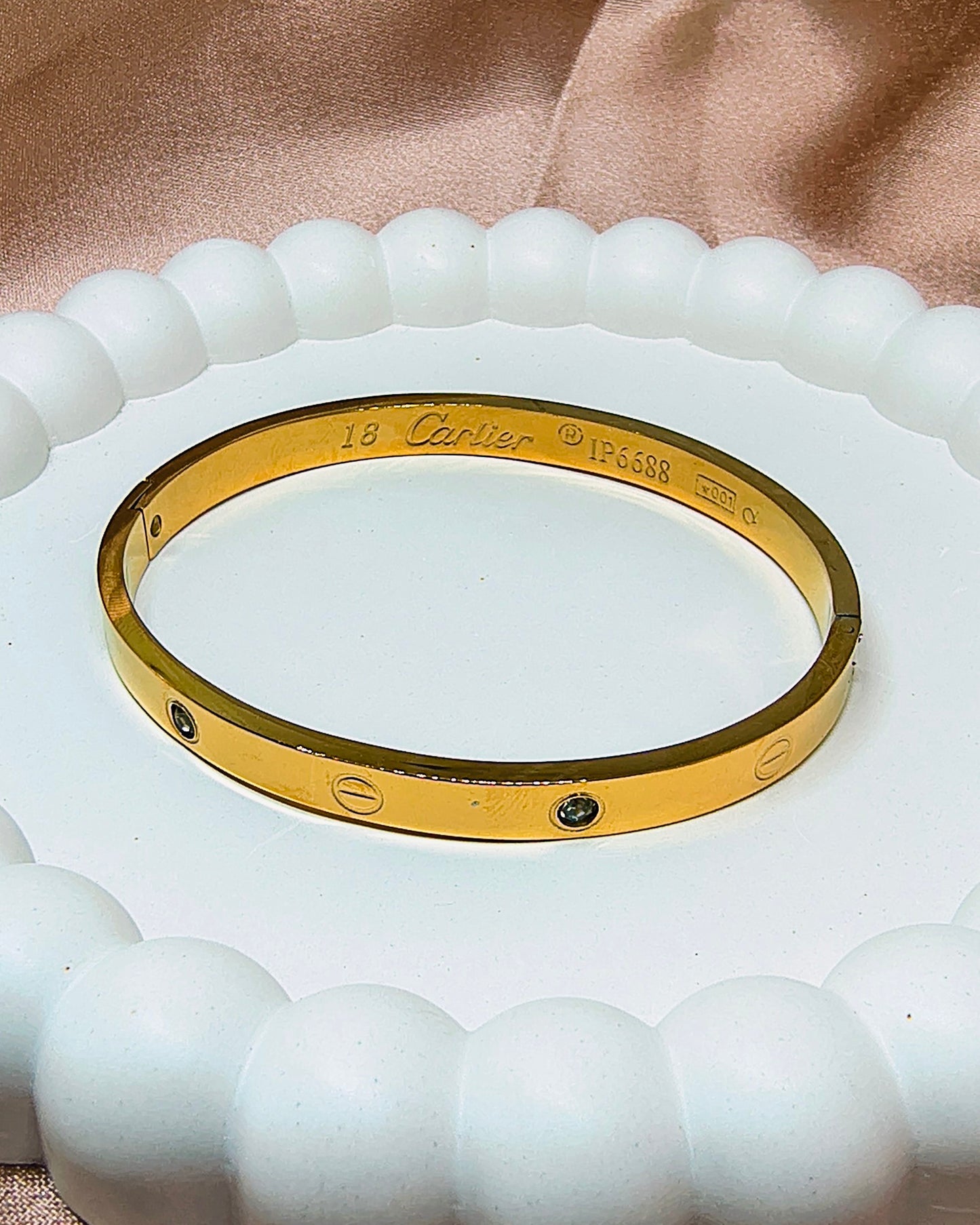 Minimalist crystal screw kada bracelet