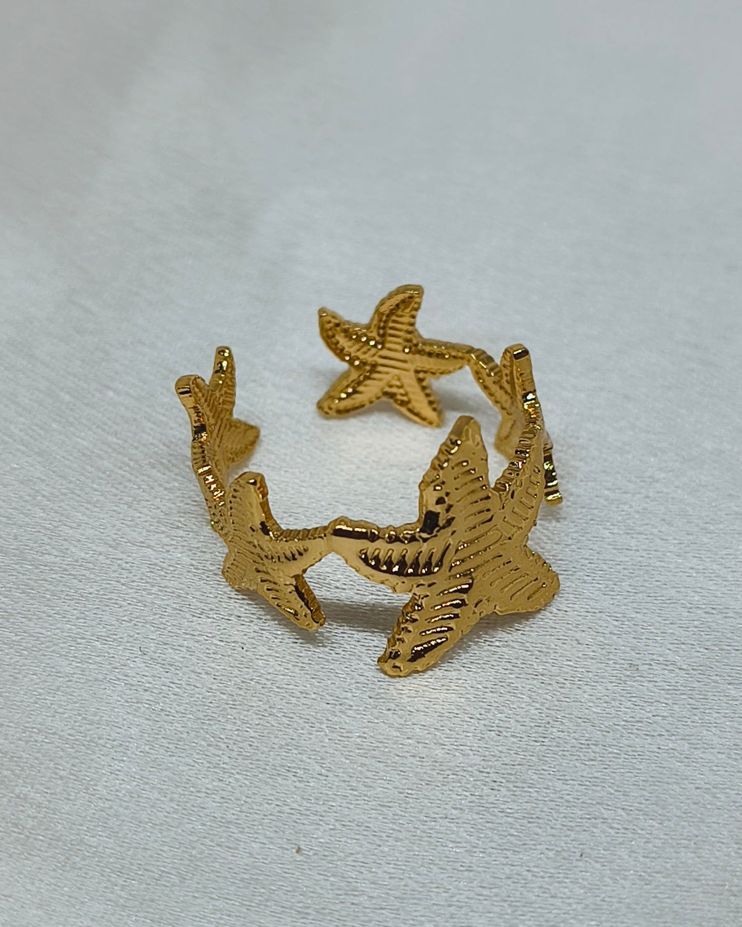 Beach charm starfish adjustable ring