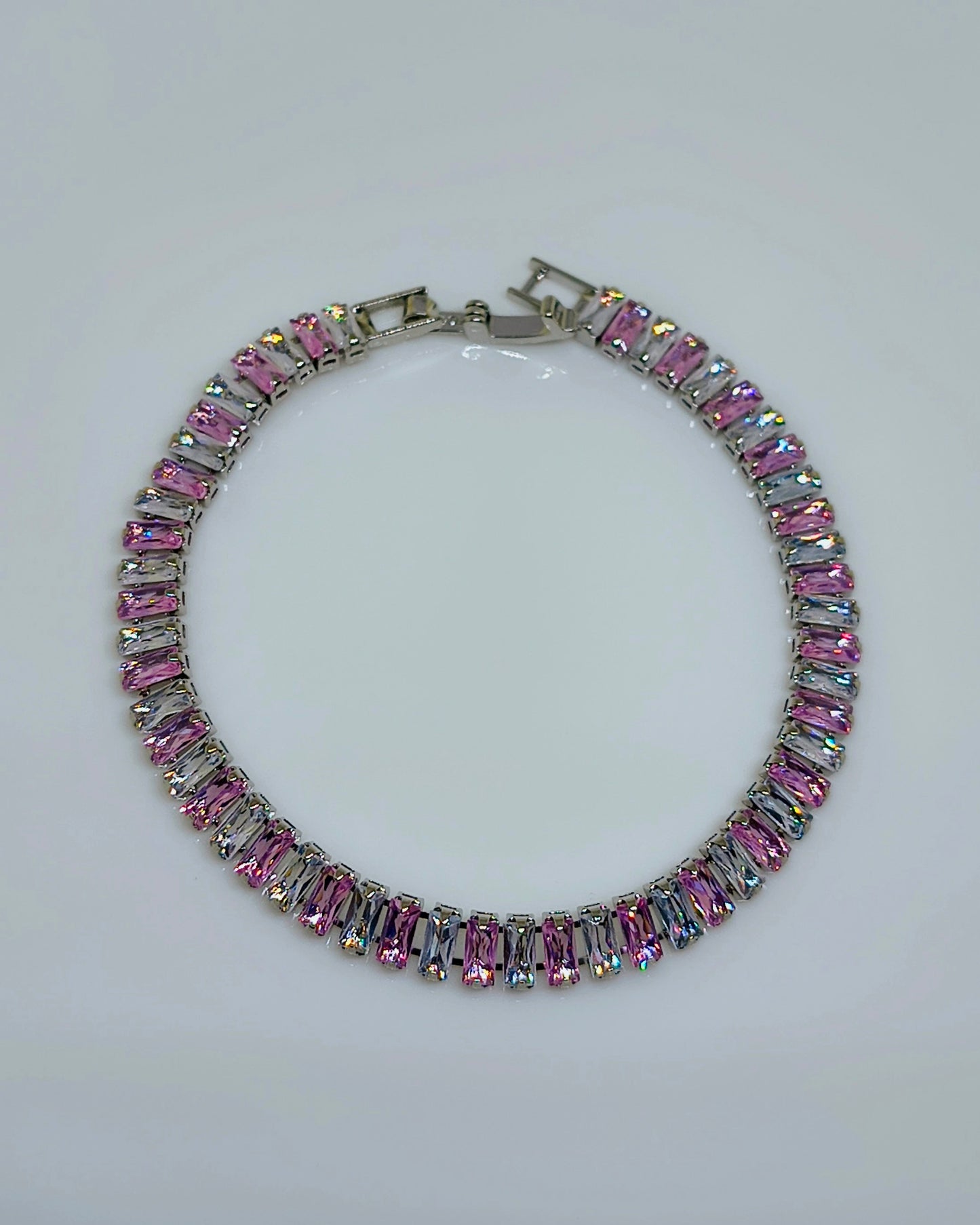 Pink & white color tennis bracelet