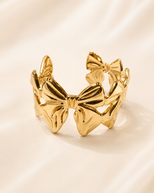 Ribbon bow knot cuff bracelet