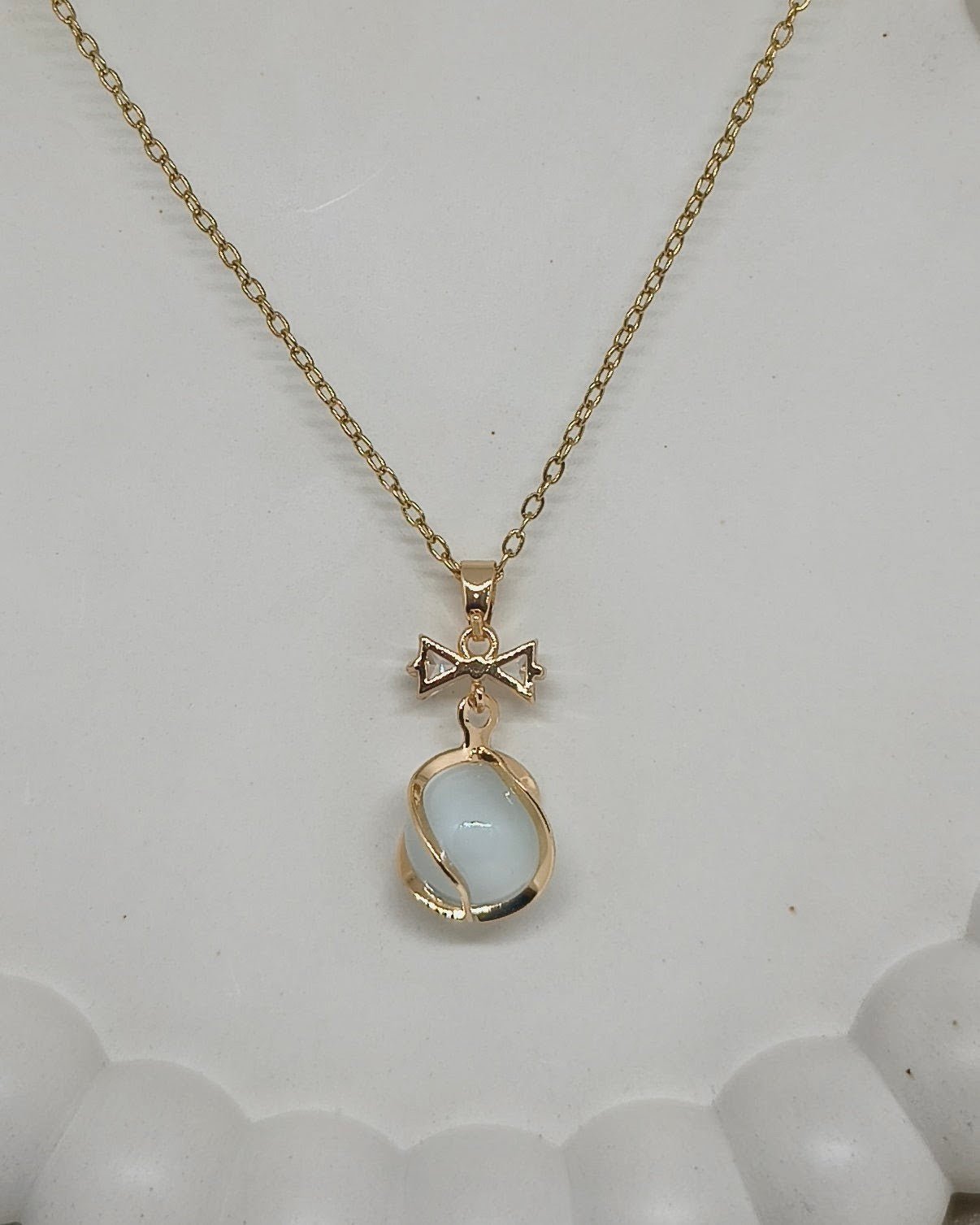 Moonstone Bow Pendant necklace