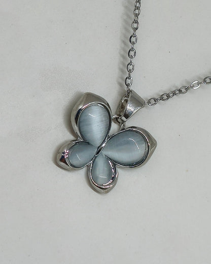 Pearl Glow Butterfly Pendant (Silver Color)
