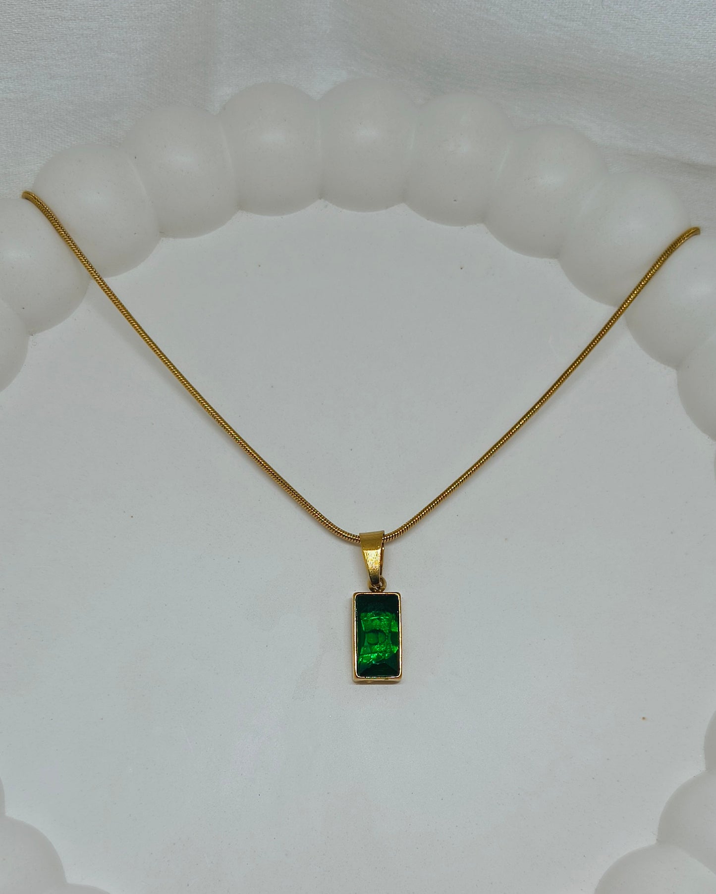 Mystic Green Bar Necklace