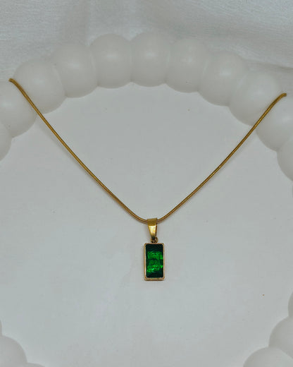 Mystic Green Bar Necklace