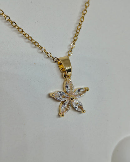 Floral crystal charm pendant necklace
