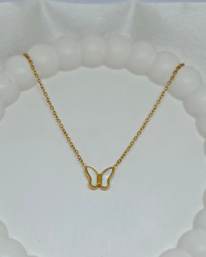 Pearl wing butterfly pendant necklace