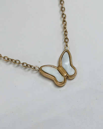 Pearl wing butterfly pendant necklace