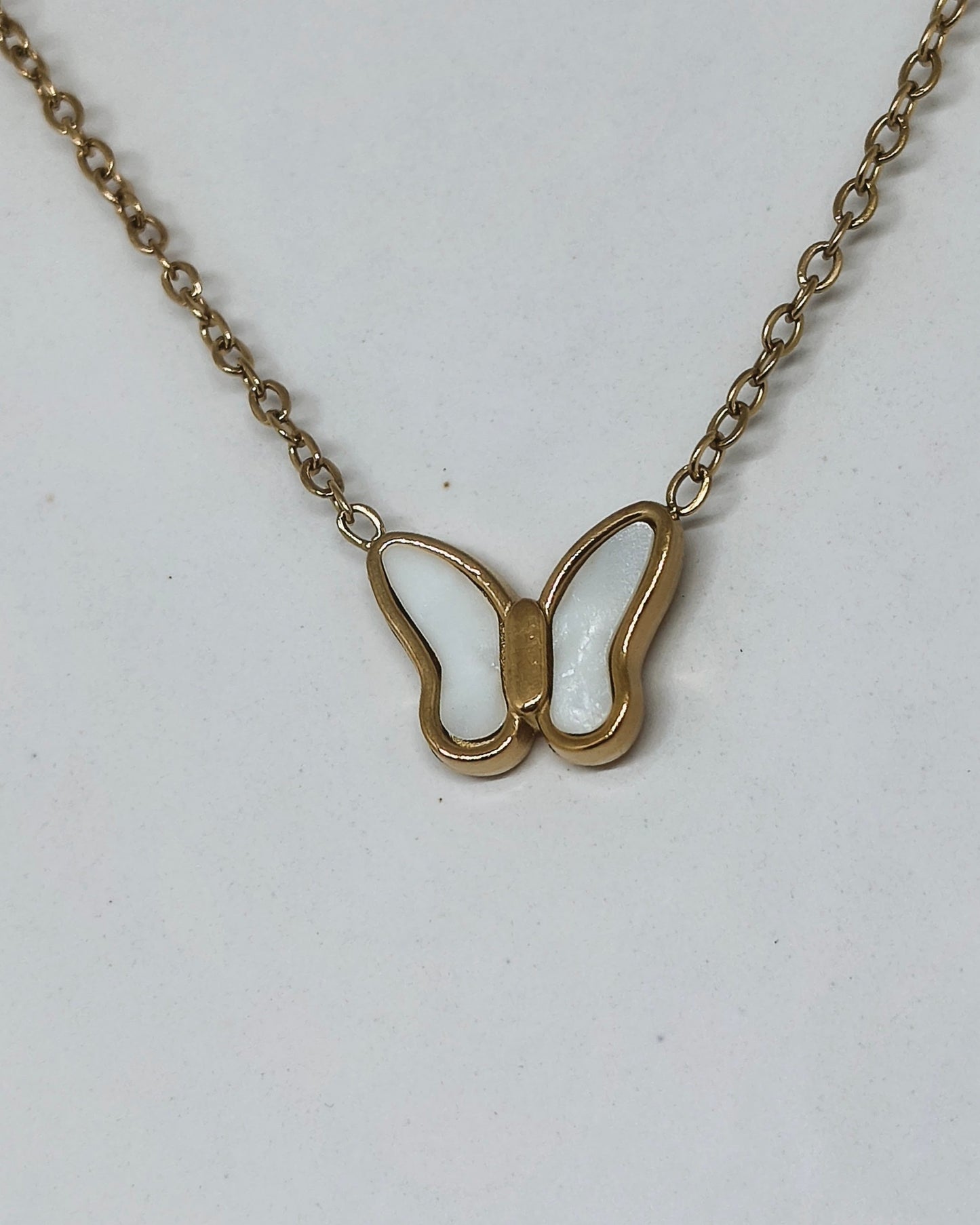 Pearl wing butterfly pendant necklace
