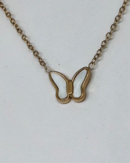 Pearl wing butterfly pendant necklace