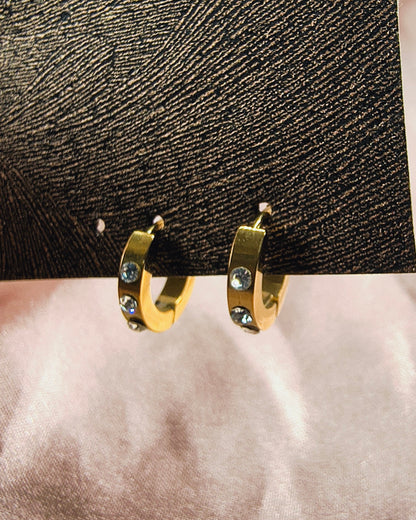 Crystal dots huggie hoop earrings