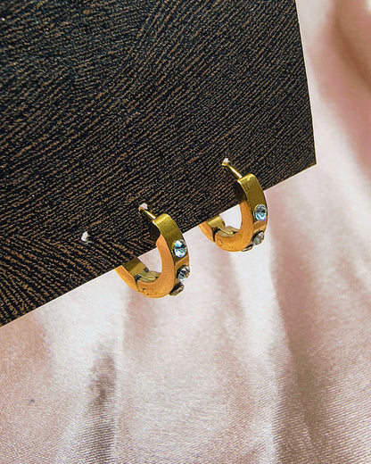 Crystal dots huggie hoop earrings