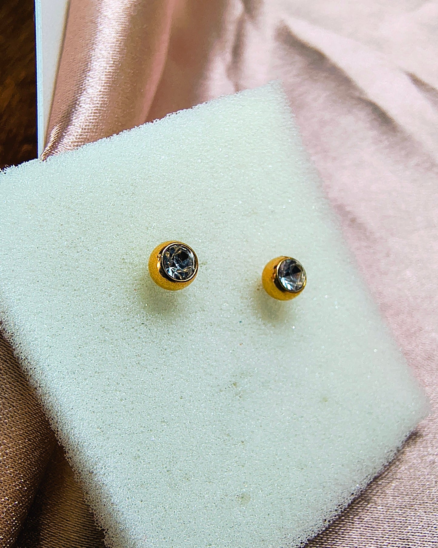 Tiny solitaire bead mini stud earrings