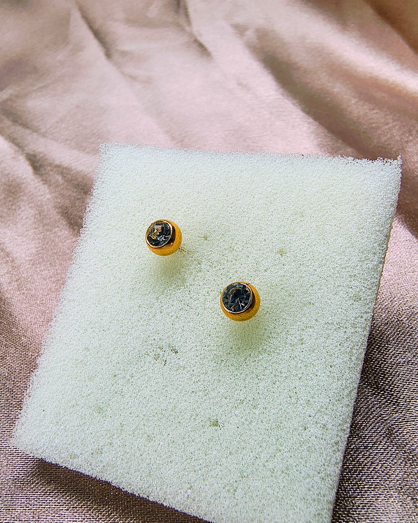 Tiny solitaire bead mini stud earrings