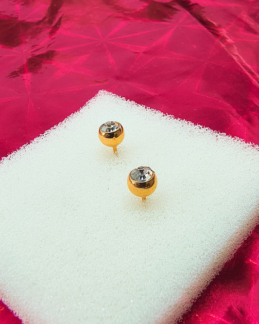 Tiny solitaire bead mini stud earrings