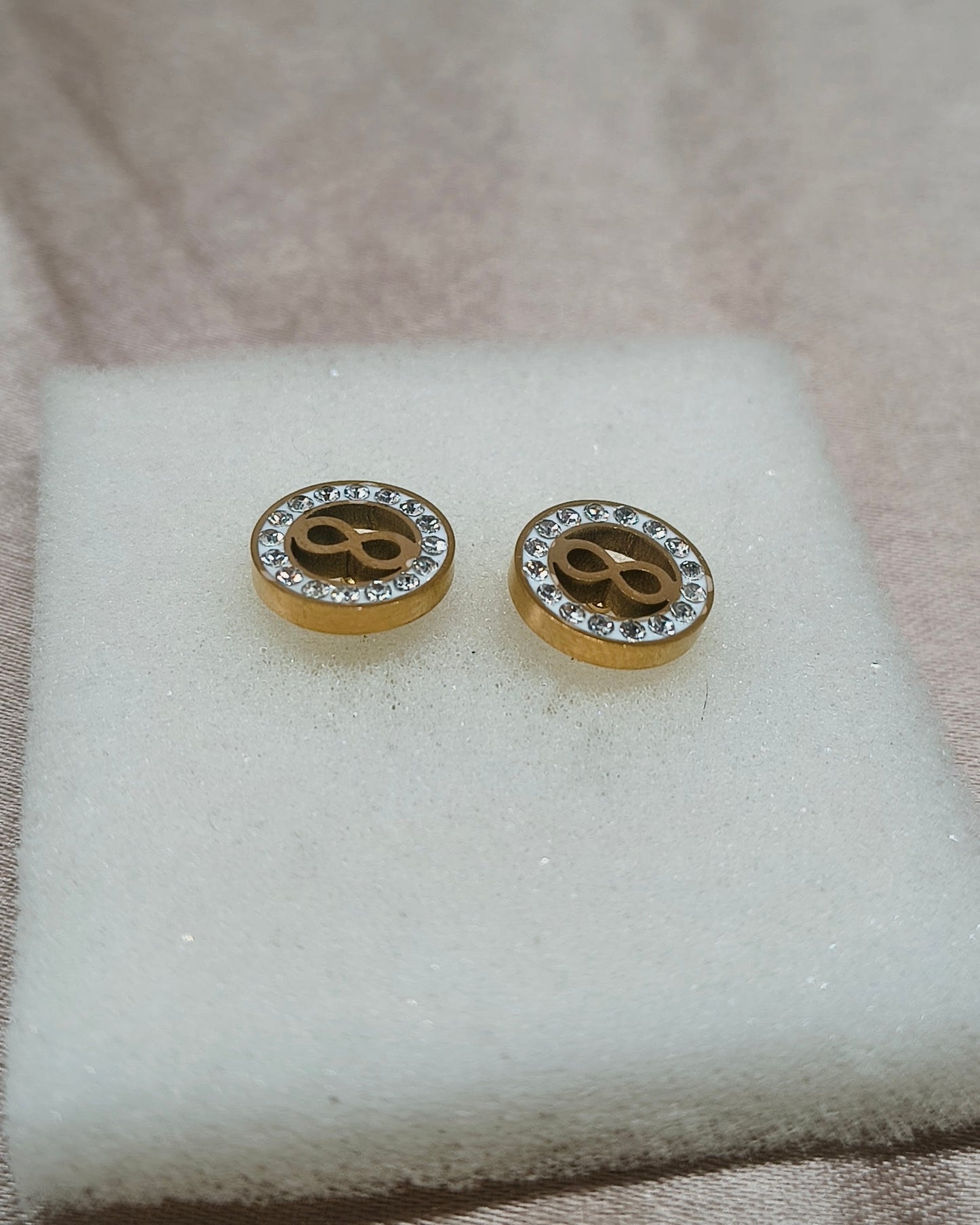 Infinity halo mini stud earrings