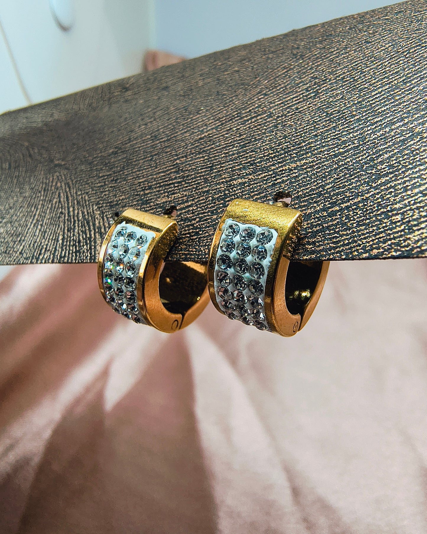 Crystal huggie mini huggie hoop earrings
