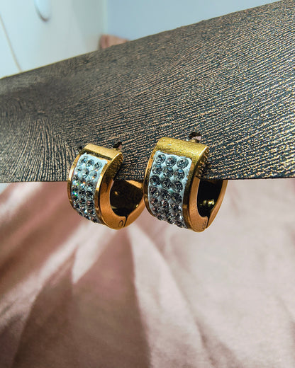 Crystal huggie mini huggie hoop earrings