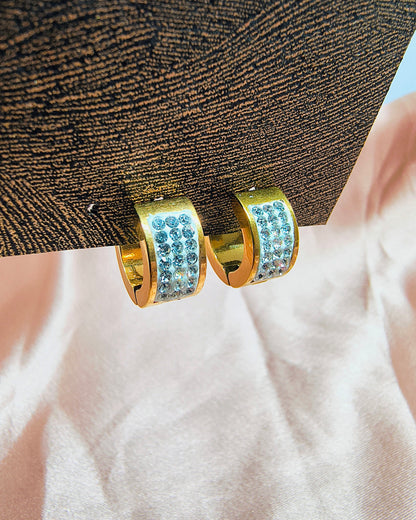 Crystal huggie mini huggie hoop earrings