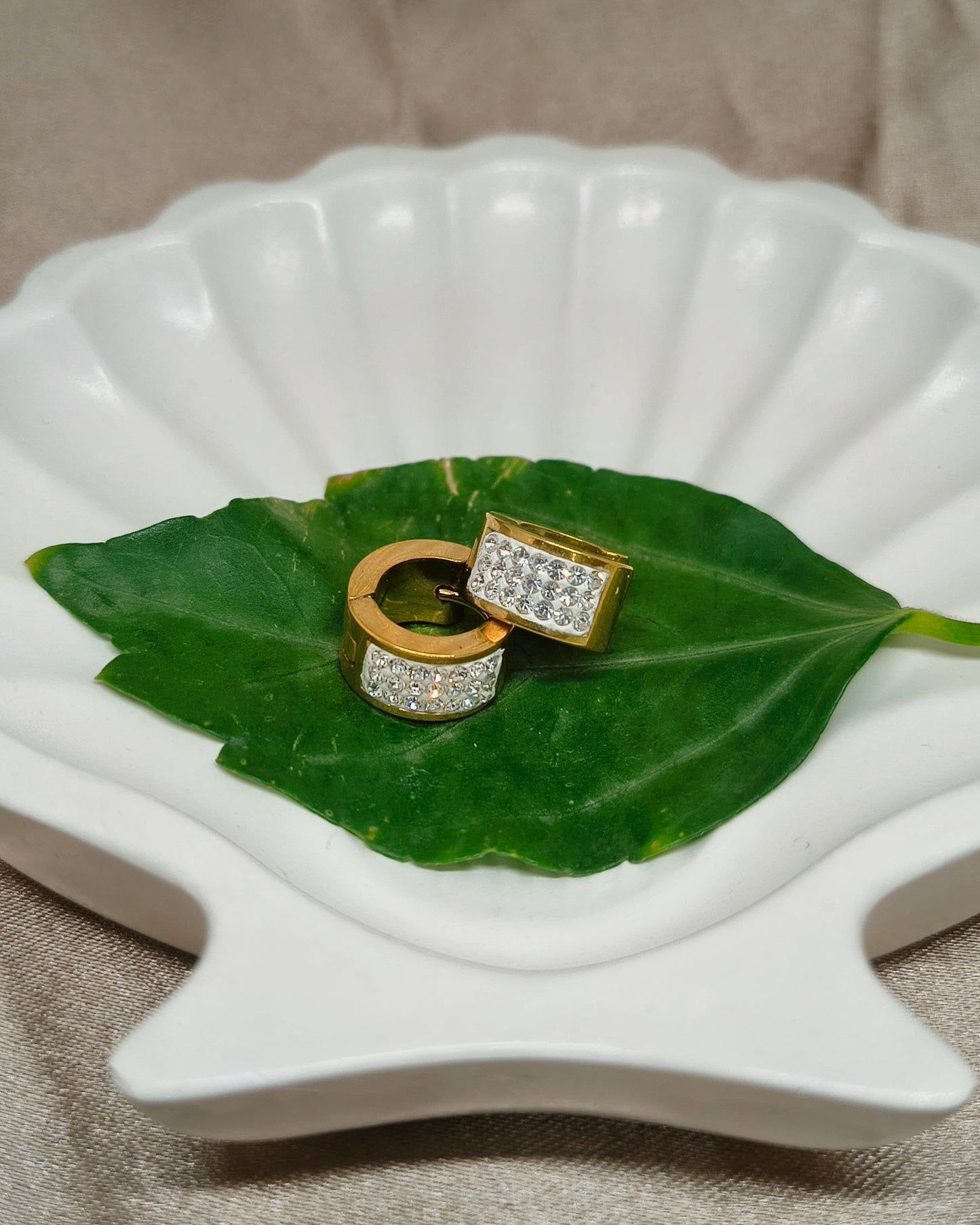 Crystal huggie mini huggie hoop earrings