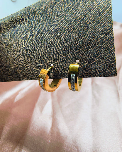 Crystal line mini huggie hoop earrings