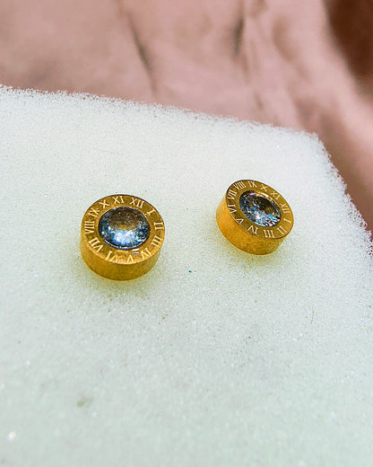 Imperial roman dial mini stud earrings