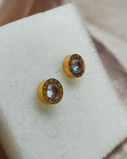 Imperial roman dial mini stud earrings