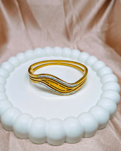 Satin wave crystal kada bracelet