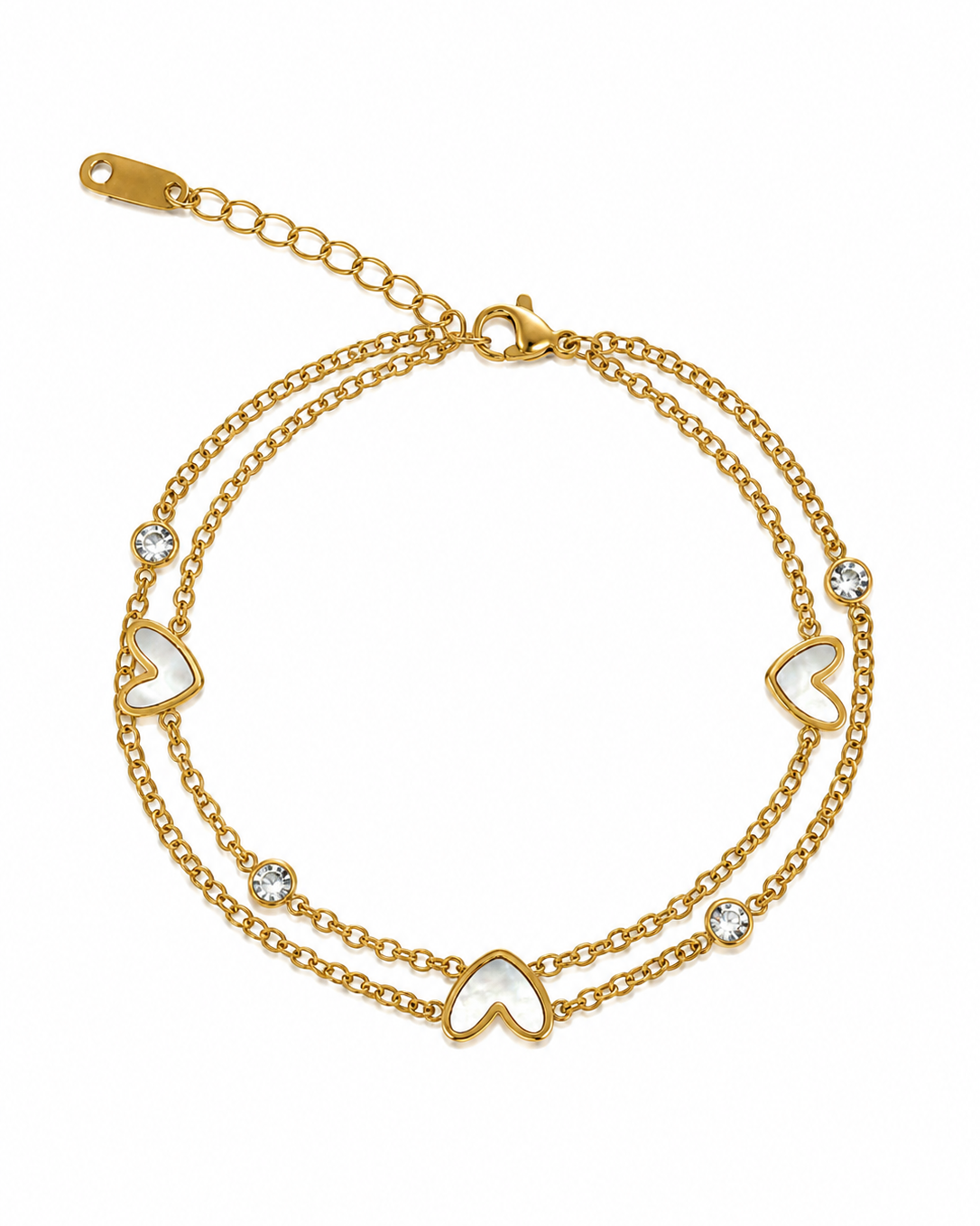 Triple Heart double layered chram bracelet