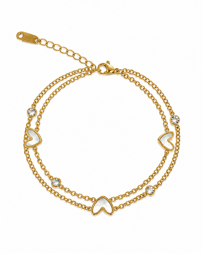 Triple Heart double layered chram bracelet