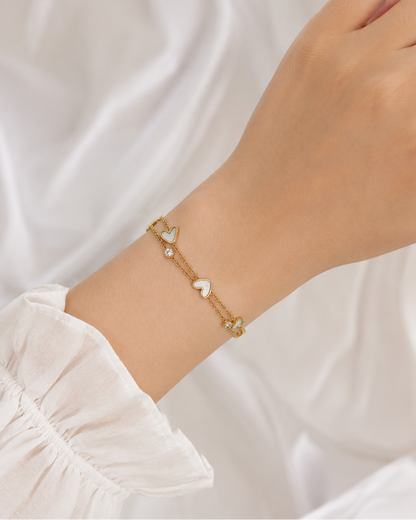 Triple Heart double layered chram bracelet