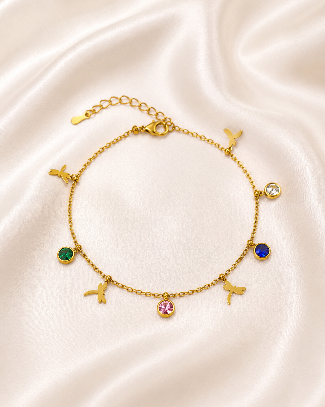 Butterfly charm crystal chain bracelet