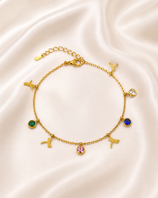 Butterfly charm crystal chain bracelet