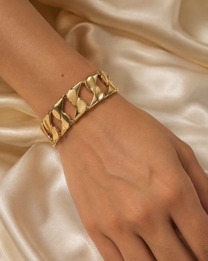 Abstract link cuff bracelet