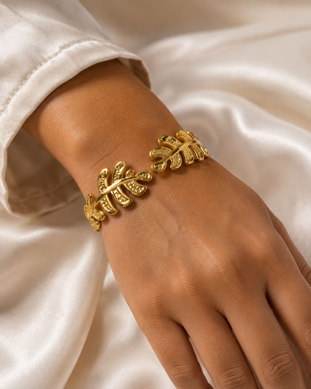 Leaf Motif Cuff Bracelet