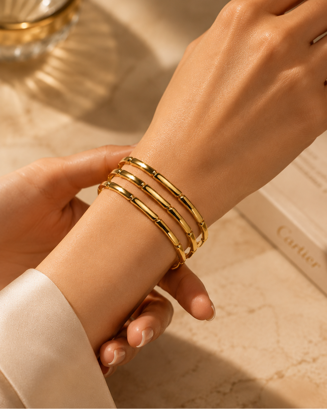 Triple Layer Bamboo Style Cuff Bracelet