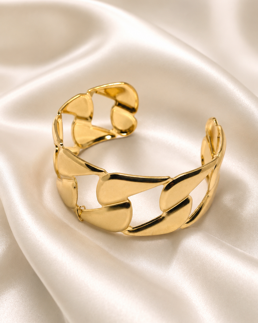 Abstract link cuff bracelet