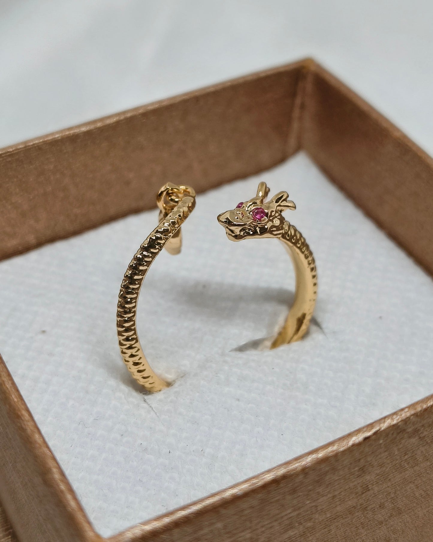 Lucky ruby dragon adjustable ring