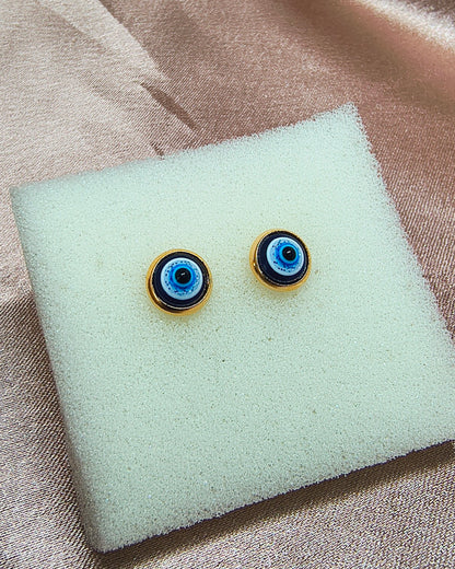 Azure evil eye mini stud earrings