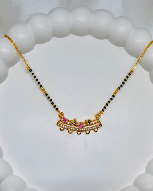 Pink heart arc mangalsutra