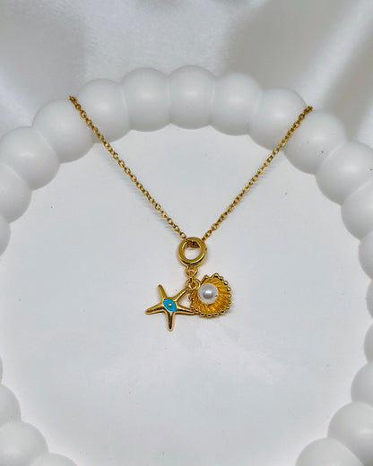 Ocean pearl charm pendant necklace