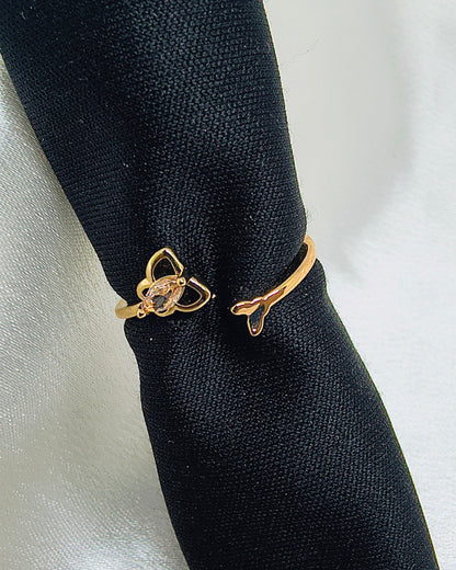 Butterfly bloom adjustable ring