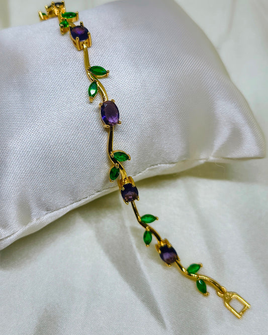Purple & Green color tulip bracelet